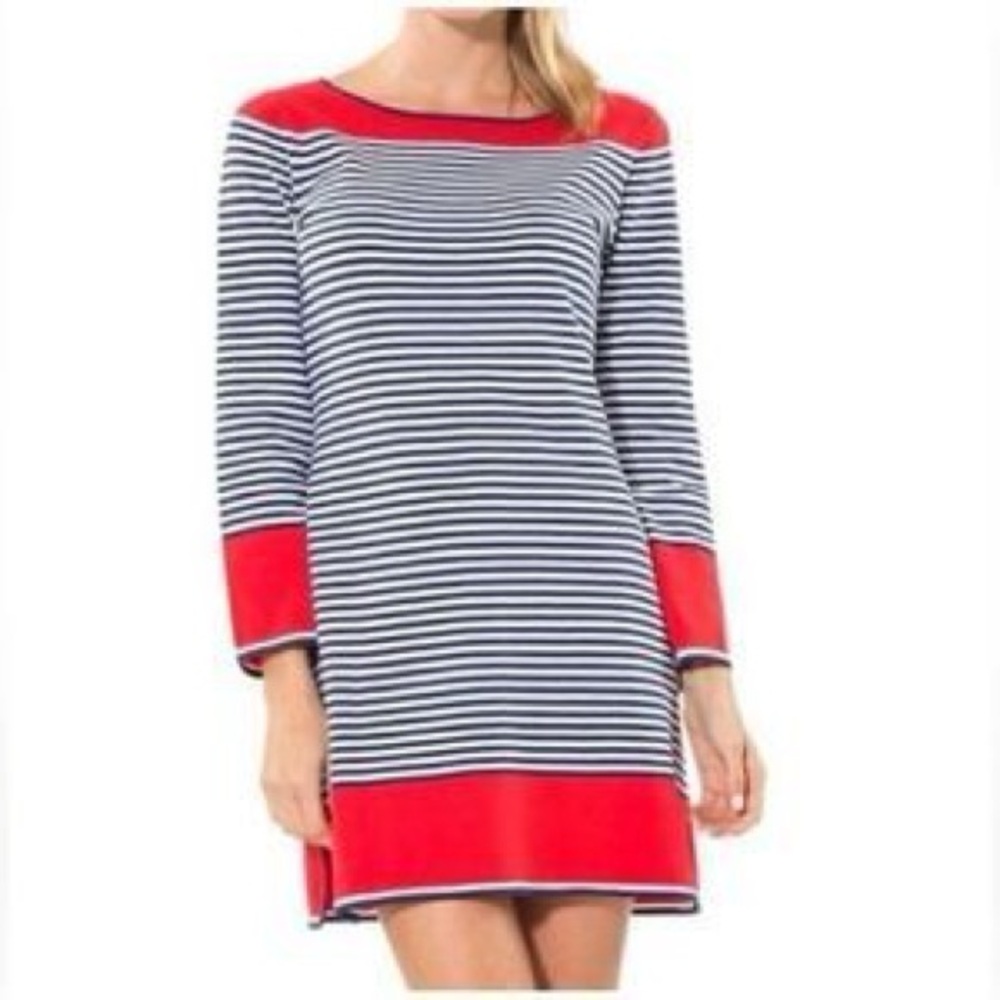 Sail to Sable Tuckernuck Nautical Striped Knit Mini Dress Boat Neck M
